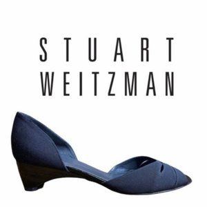 STUART WEITZMAN 8.5 M Black Crepe Patent Heel